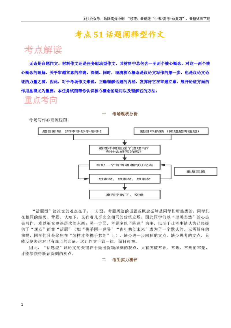 《考点51话题阐释型作文_一轮复习_2024年_2024年高考语文一轮复习考点帮（新高考专用）》第1页预览