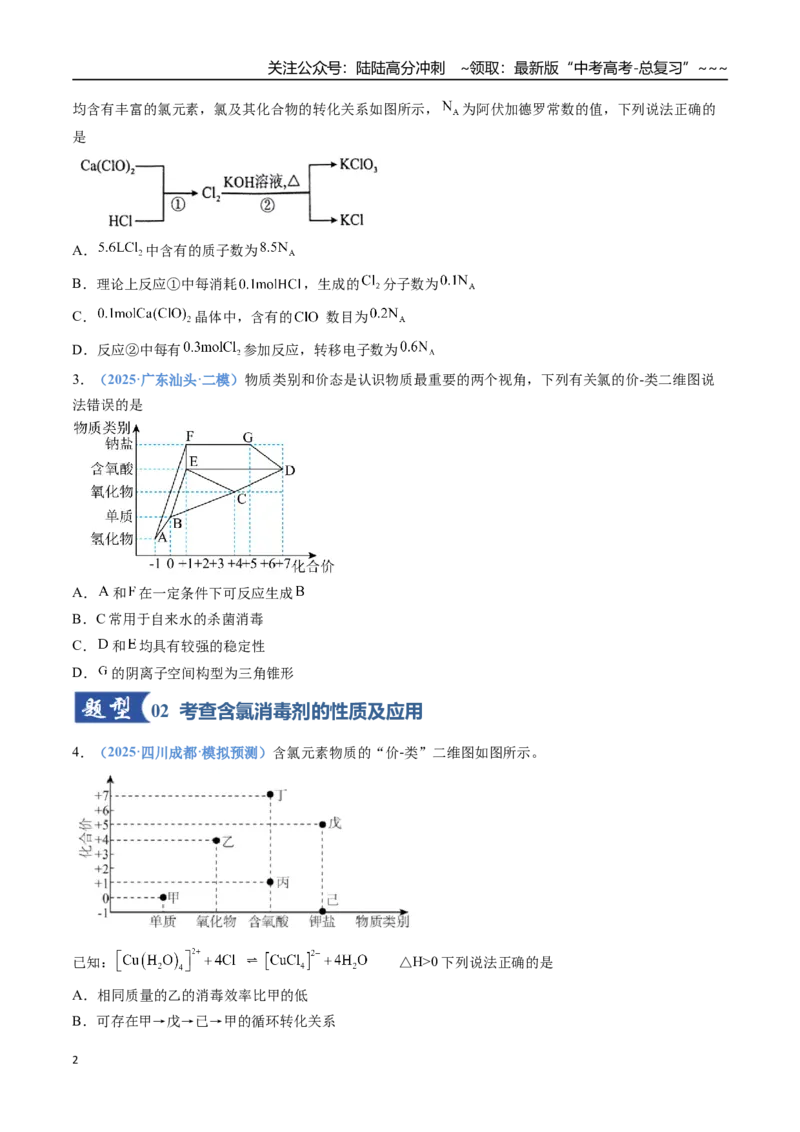 《第01讲氯及其重要化合物（专项训练）（全国通用）（学生版）_05-化学-高考总复习_一轮复习_2026年-化学高考一轮复习_2026年高考化学一轮复习讲义+练习+课件（新教材新高考）-G55_2026版》第2页预览