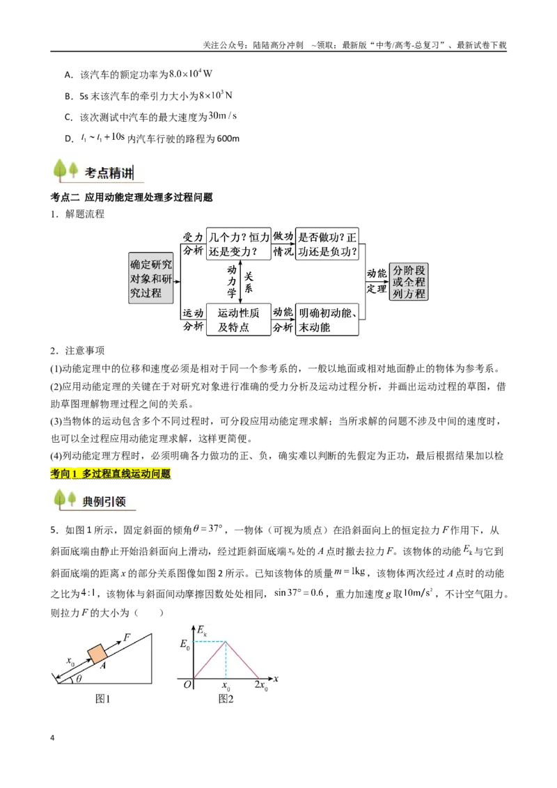 《考点23动能定理及其应用  （核心考点精讲精练）（学生版）_04-物理-高考总复习_一轮复习_2025年_2025年高考物理一轮复习考点精讲精练（新高考通用）》第4页预览