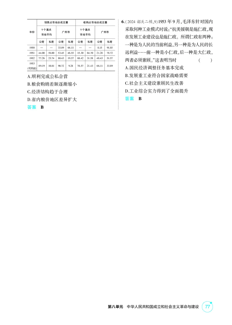 《1_08-第八单元　中华人民共和国成立和社会主义革命与建设_2026版教学资源包_202653高考总复习A版_广东版_2026版.广东版.选考总复习.历史.5·3A版_二、教师用书PDF_必修中外历史纲要（上）》第4页预览