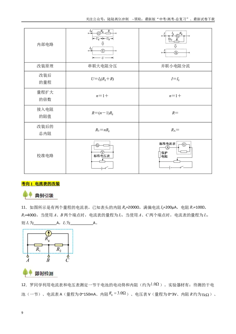 《考点37电学实验基础（核心考点精讲精练）（学生版）_04-物理-高考总复习_一轮复习_2025年_2025年高考物理一轮复习考点精讲精练（新高考通用）》第9页预览