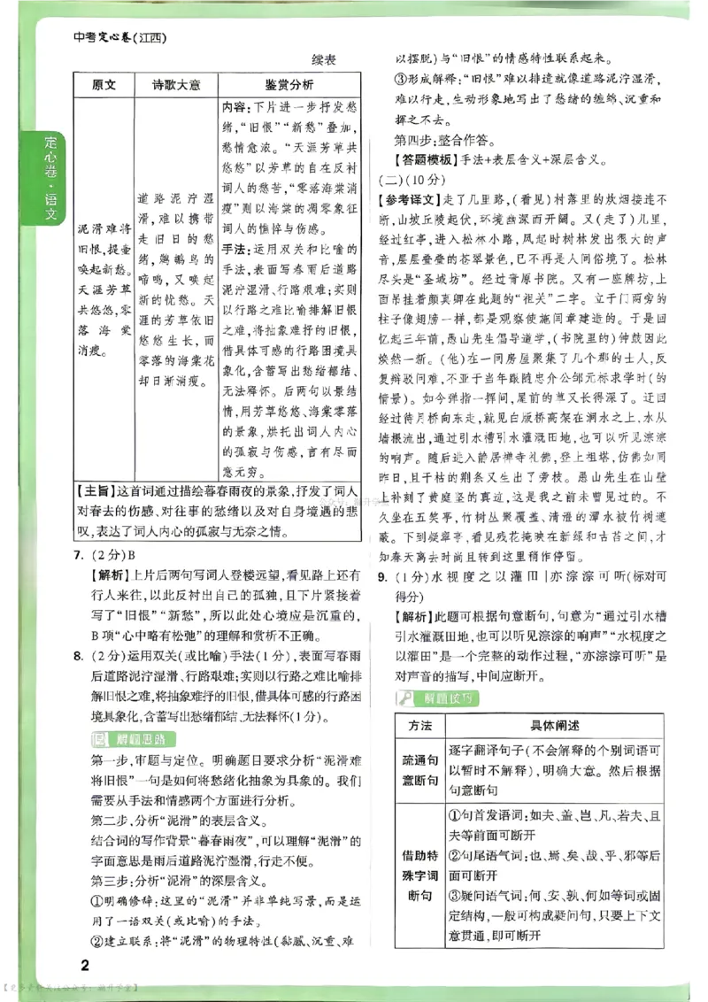 《2026江西定心卷答案（7科合并）_2026版《万唯中考定心卷》7科多省合集_万唯2026版中考《万唯定心卷》7科全套（江西）》第2页预览