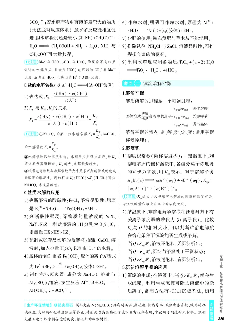 《1_4.PDF教参电子书——知识讲解册_2024版教学资源包_2024版.新高考版化学.5·3A版_13_专题十三盐类的水解和沉淀溶解平衡_6_专题电子书》第2页预览
