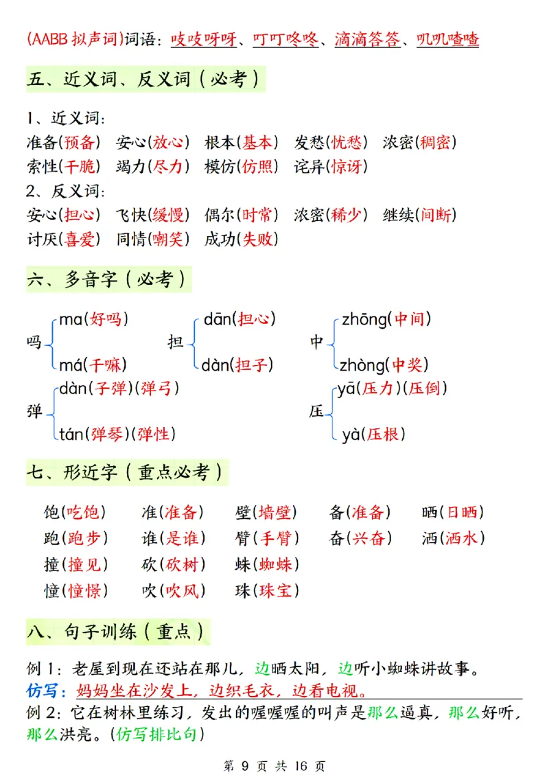 《三年级上册语文期末必背知识总结_3年级上册同步教辅合集_3上-语文_三上语文-核心考点》第9页预览