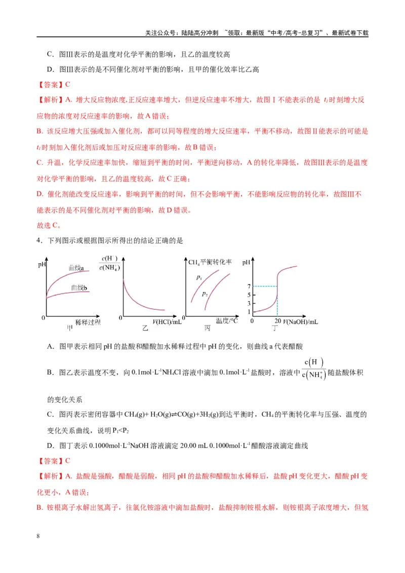 《第27讲化学反应速率、平衡图像（讲义）-（解析版）_05-化学-高考总复习_一轮复习_2024年_2024年高考化学大一轮复习卓越讲义_资料》第8页预览