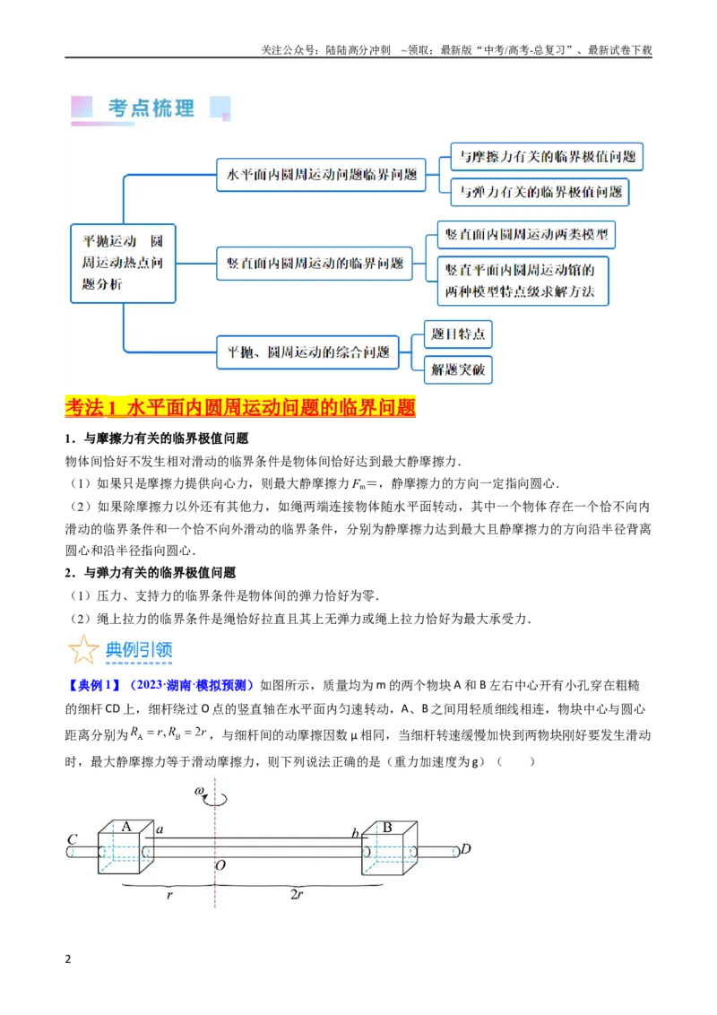 《考点17平抛运动、圆周运动热点问题分析（核心考点精讲精练）-备战2024年高考物理一轮复习考点帮（新高考专用）（解析版）_04-物理-高考总复习_一轮复习_2024年》第2页预览