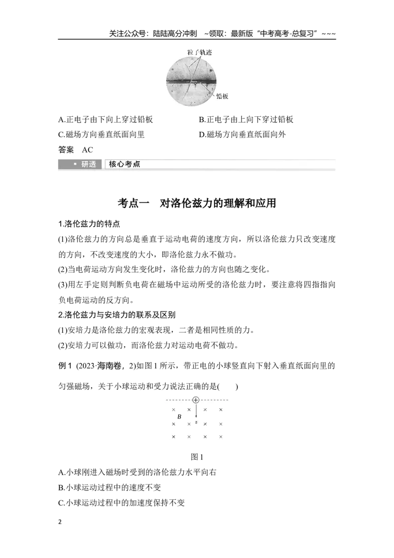 《第2讲　磁场对运动电荷的作用_04-物理-高考总复习_一轮复习_2026年-物理高考一轮复习_2026年大一轮复习讲义物理课件讲义练习-C203_另附1套Word版题库_第十章　磁场》第2页预览