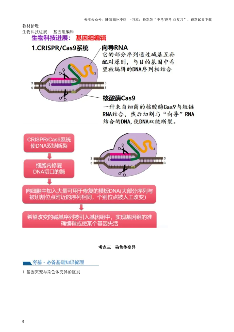 《第23讲生物的变异（讲义）（教师版）_06-生物-高考总复习_一轮复习_2024年_2024年高考生物一轮复习讲练测(课件+讲义+练习)（新高考）_讲义+练习》第9页预览