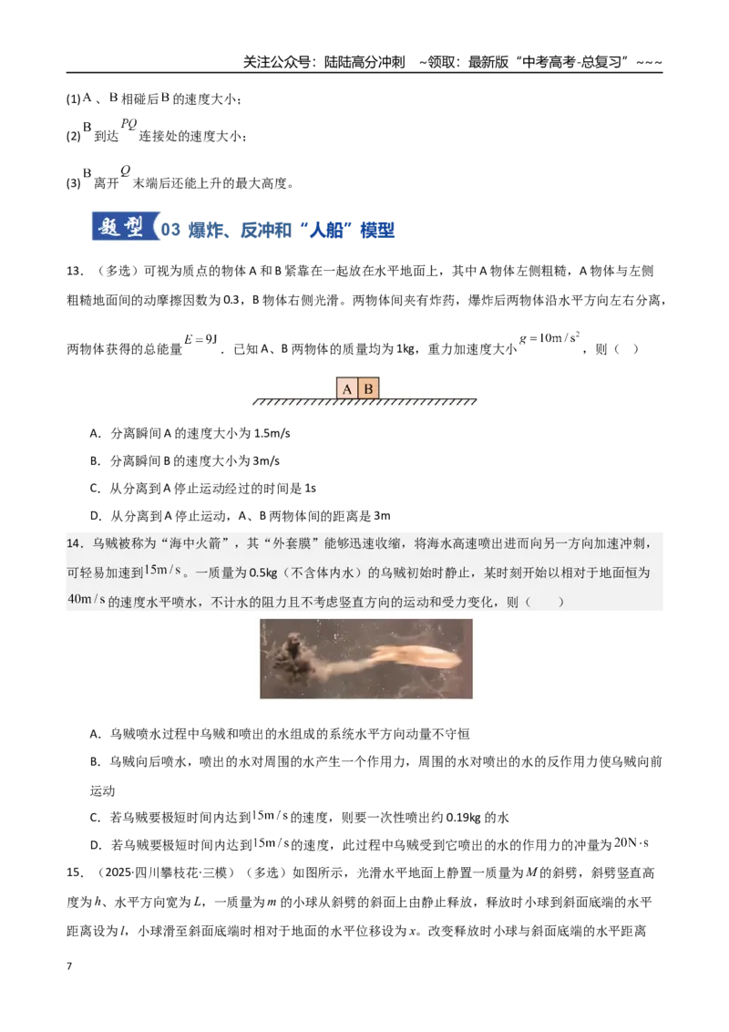 《第26讲动量守恒定律及其应用（专项训练）（湖南专用）（学生版）_04-物理-高考总复习_一轮复习_2026年-物理高考一轮复习_2026年高考物理一轮课件+讲义+练习（湖南专用）-G331》第7页预览