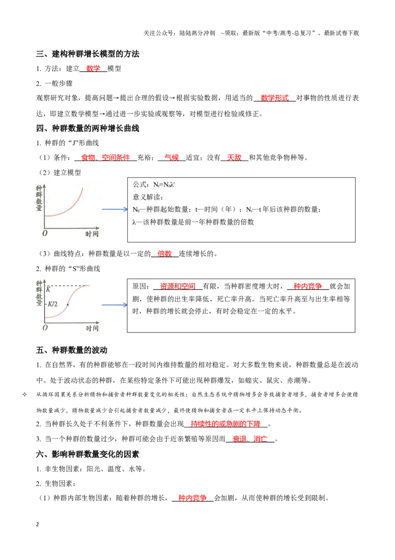 《考点36种群的数量特征和数量变化（讲义）（解析版）_06-生物-高考总复习_一轮复习_2024年_2023-2024学年高三生物一轮复习_资料》第2页预览