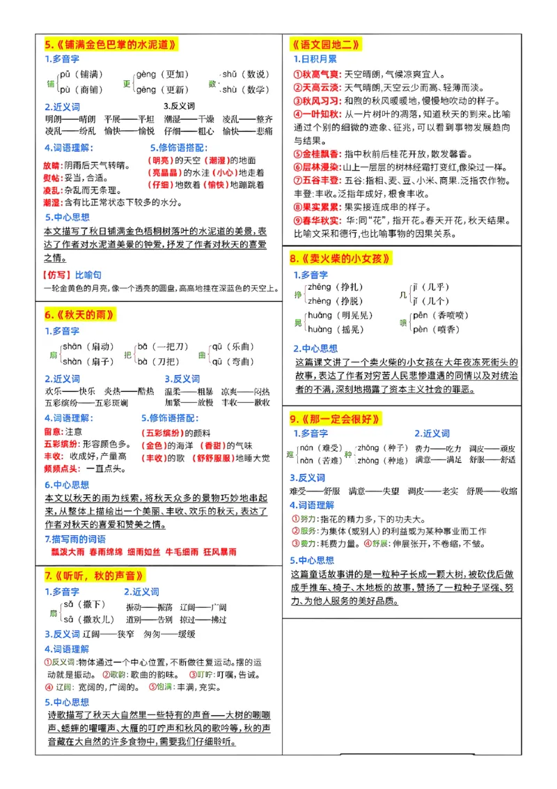 《三年级上册语文课课贴(彩色版）_3年级上册同步教辅合集_3上-语文_三上语文-课课贴》第2页预览