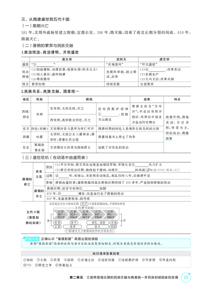 《1_02-第二单元　三国两晋南北朝的民族交融与隋唐统一多民族封建国家的发展_2026版教学资源包_202653高考总复习A版_湖南版_2026版.湖南版.选考总复习.历史.5·3A版_二、教师用书PDF_2_精讲册PDF》第3页预览