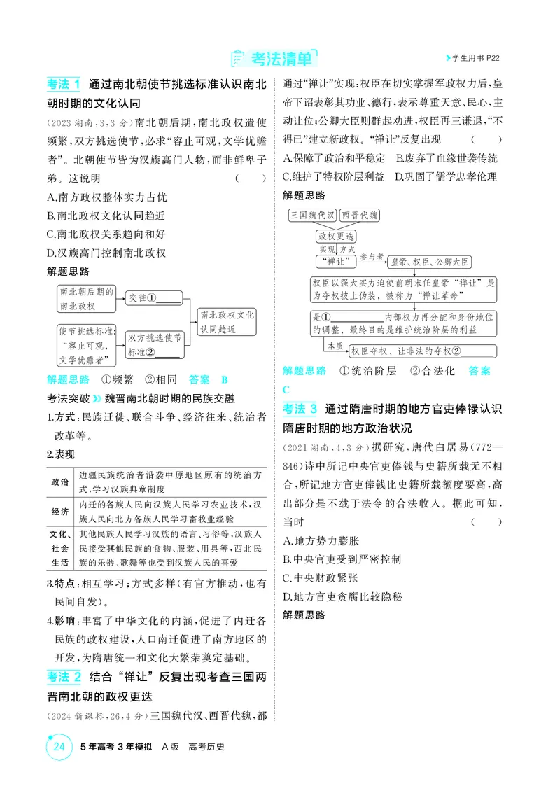 《1_02-第二单元　三国两晋南北朝的民族交融与隋唐统一多民族封建国家的发展_2026版教学资源包_202653高考总复习A版_湖南版_2026版.湖南版.选考总复习.历史.5·3A版_二、教师用书PDF_2_精讲册PDF》第4页预览