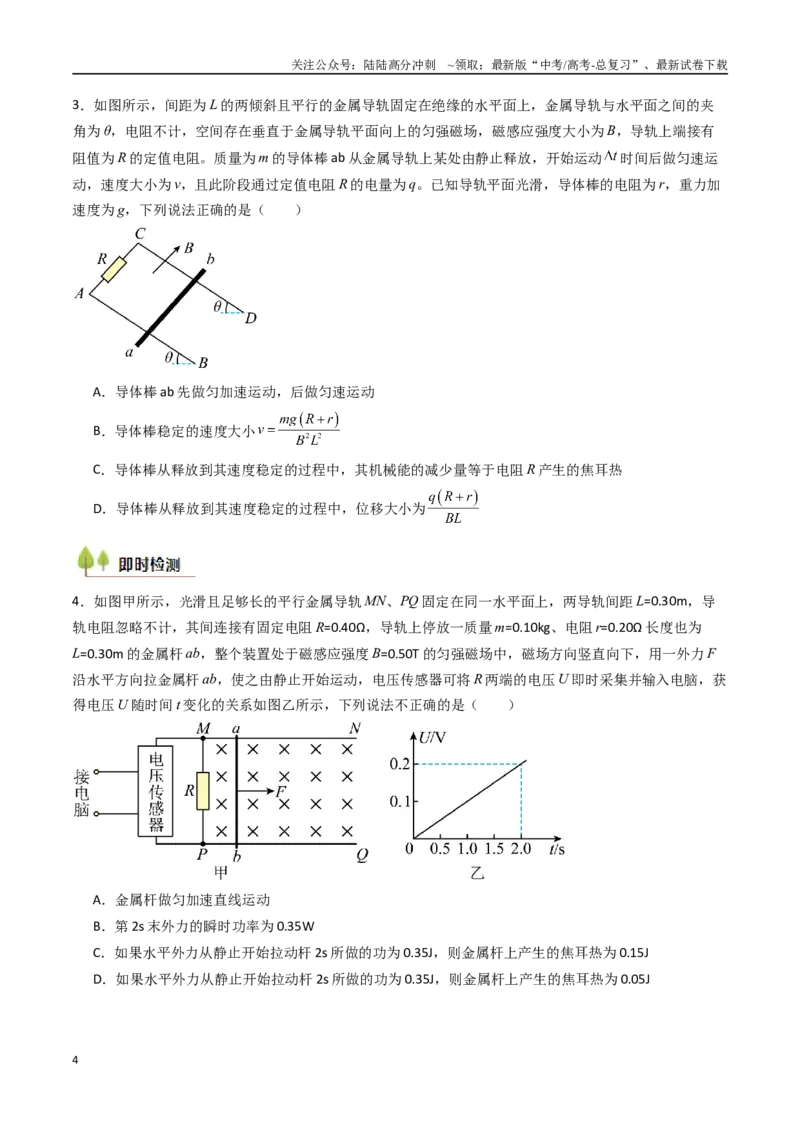 《考点49电磁感应中的三大力学观点的综合性应用（核心考点精讲精练）（学生版）_04-物理-高考总复习_一轮复习_2025年_2025年高考物理一轮复习考点精讲精练（新高考通用）》第4页预览