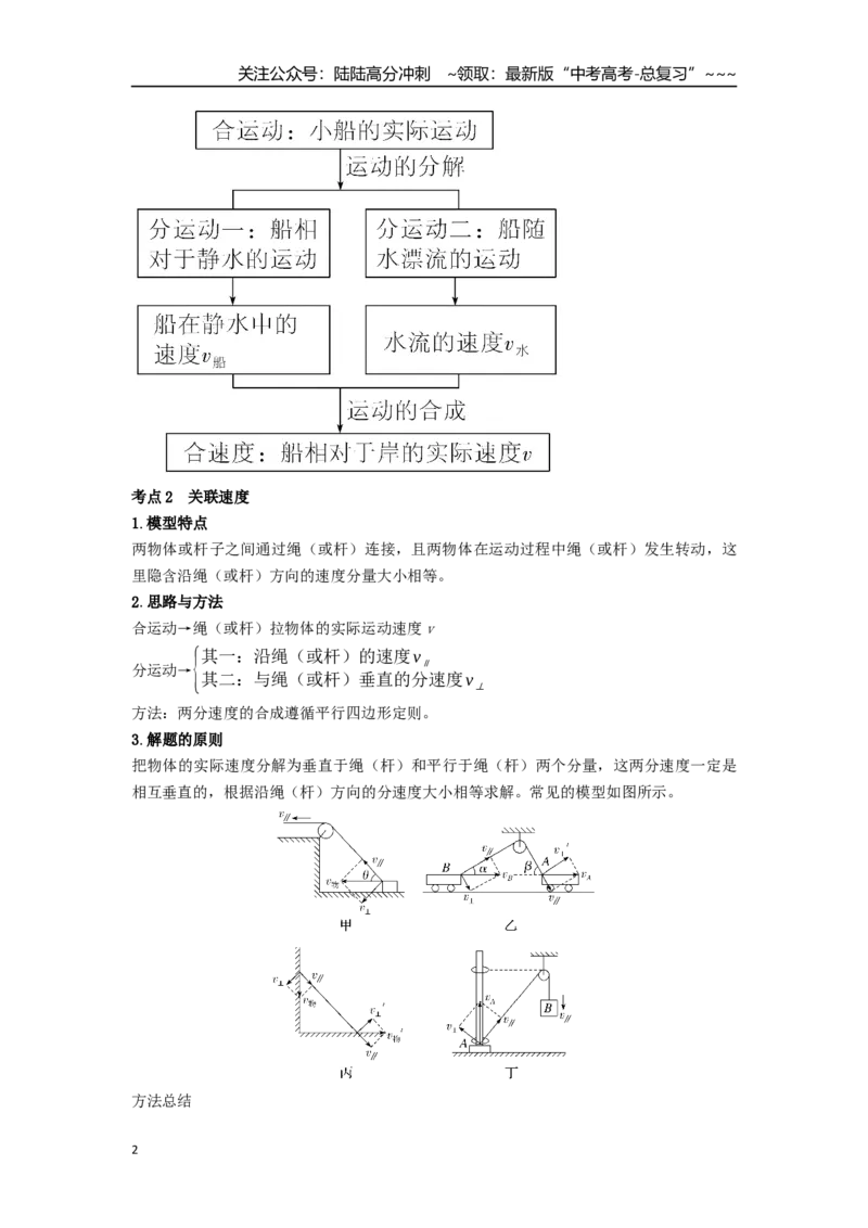 《考点23小船渡河和关联速度（学生版）_04-物理-高考总复习_一轮复习_2026年-物理高考一轮复习_2026年高考物理一轮复习重点考点解读与针对性精讲练-G449_资料_2026版》第2页预览