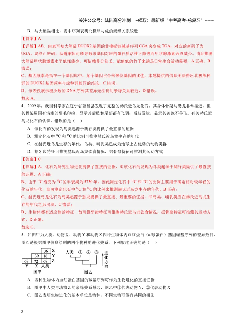 《第26讲生物的进化（专项训练）（福建专用）（教师版）_06-生物-高考总复习_一轮复习_2026年-生物高考一轮复习_2026年高考生物一轮课件+讲义+练习（福建专用）-G328》第3页预览