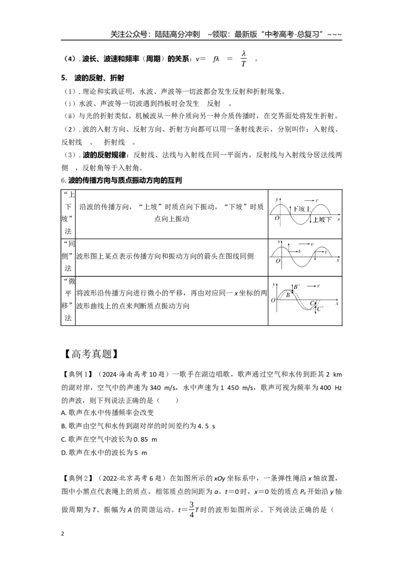 《考点67机械波的传播与图像（学生版）_04-物理-高考总复习_一轮复习_2026年-物理高考一轮复习_2026年高考物理一轮复习重点考点解读与针对性精讲练-G449_资料_2026版》第2页预览