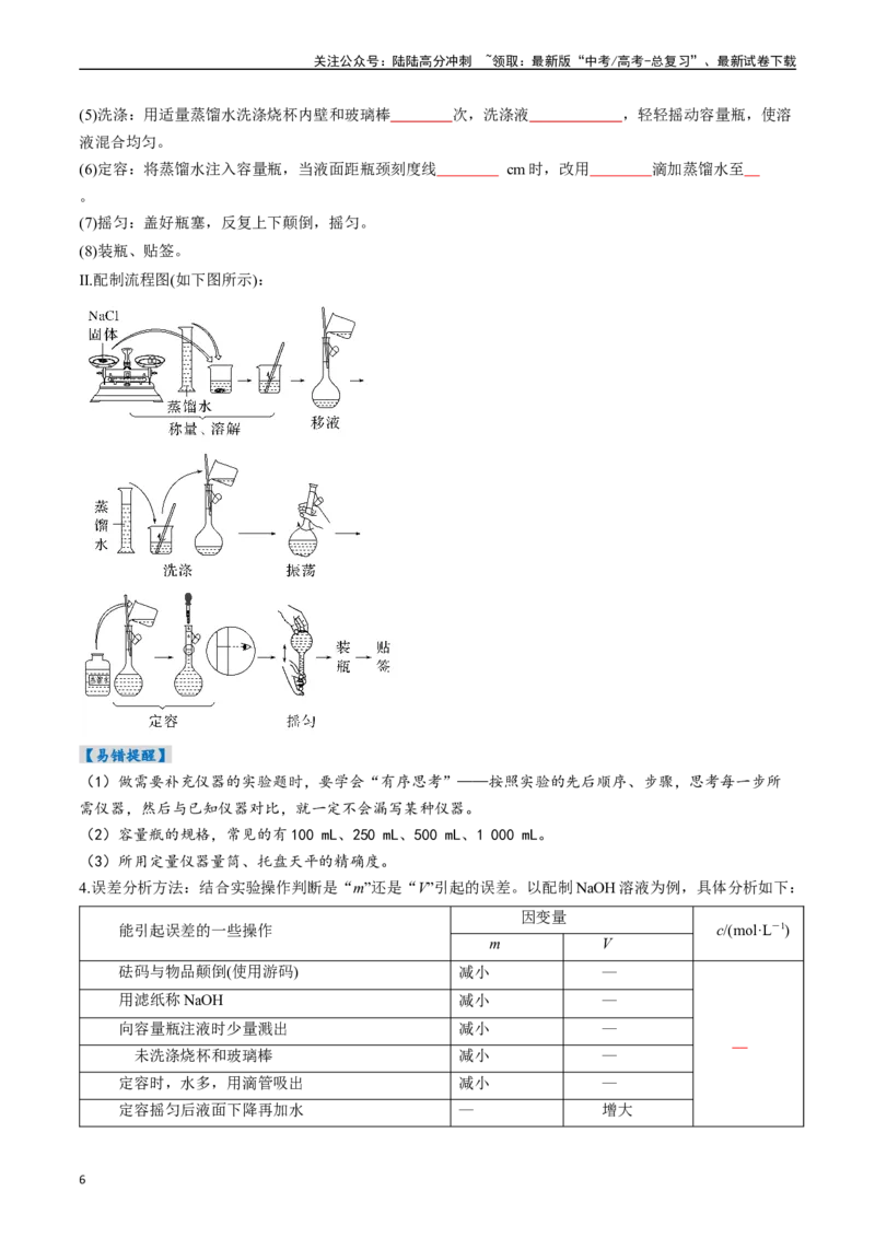 《考点07物质的量浓度（核心考点精讲精练）-（新高考通用）（学生版）_05-化学-高考总复习_一轮复习_2025年_2025年高考化学一轮复习考点精讲精练（新高考通用）》第6页预览