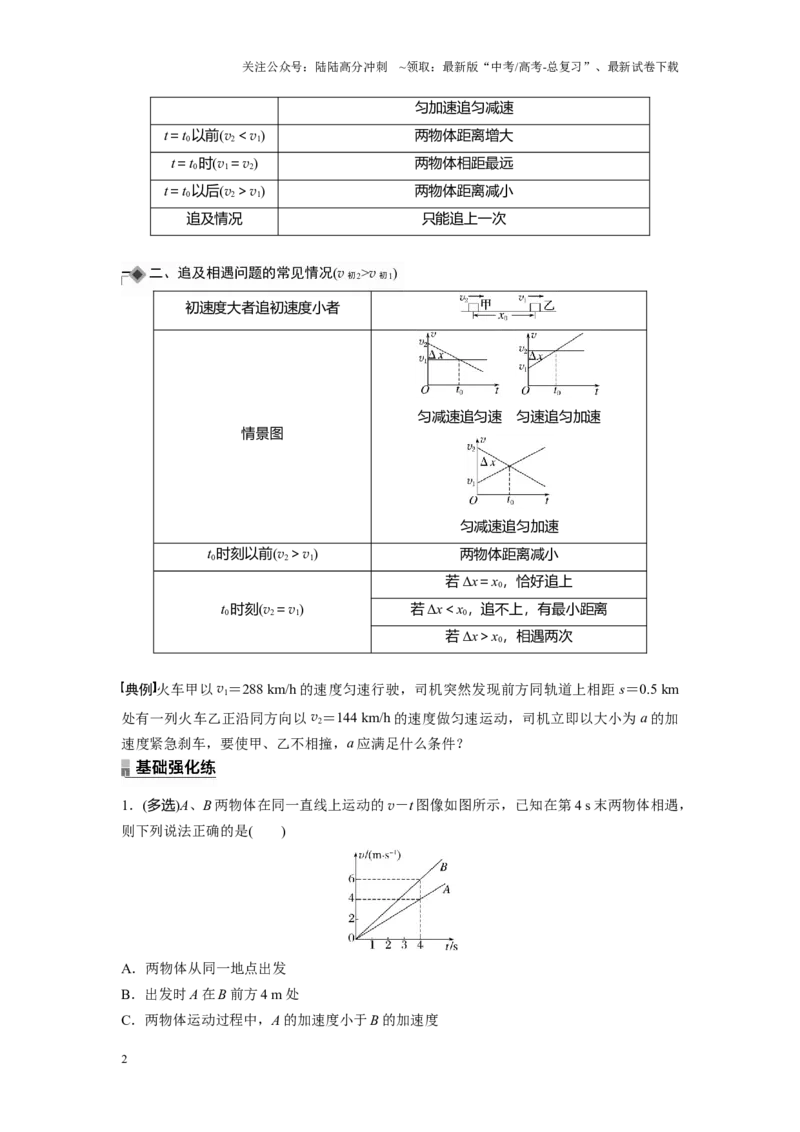 《考点10追及和相遇问题（原卷版）_04-物理-高考总复习_一轮复习_2024年_2024年新高考物理一轮专题复习方略_资料_第二章匀变速直线运动的研究》第2页预览
