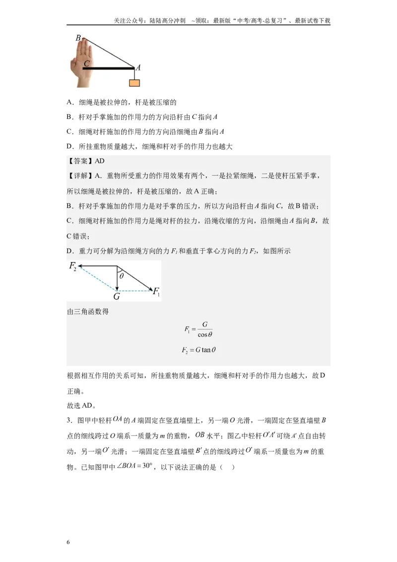 《第02讲杆模型及基础弹簧模型（解析版）_04-物理-高考总复习_一轮复习_2024年_2024年高考物理一轮复习模型解题技巧巩固练习备考_第二章相互作用之绳、杆、弹簧模型各模块之分析(4)份》第6页预览