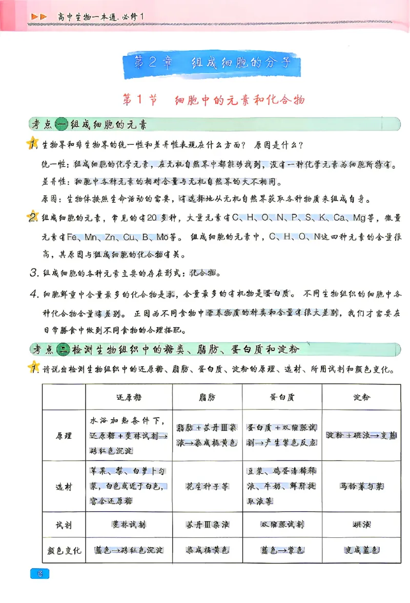 《2027一生儿生物一本通必修一回归教材背诵_2027一生儿高中生物一本通必修一》第10页预览