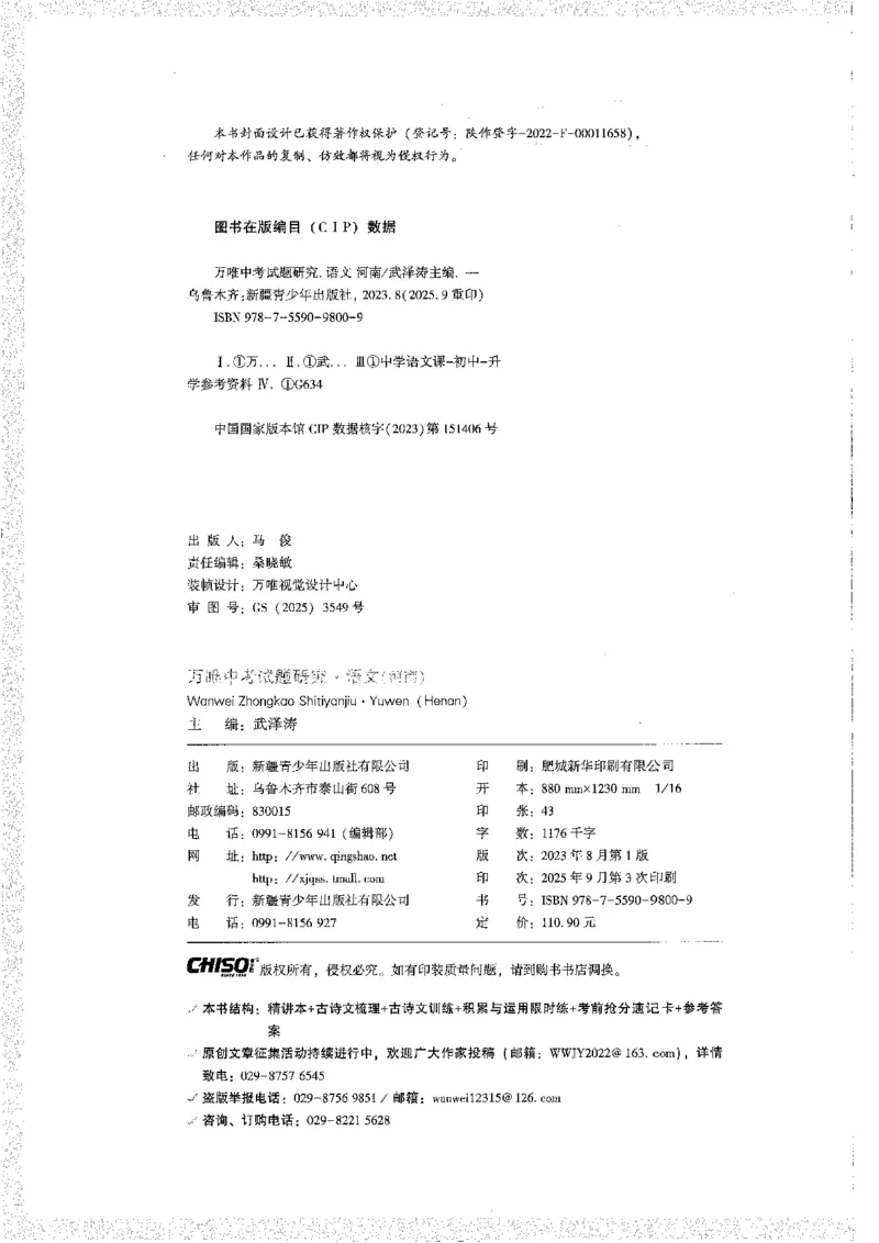 《1试题研究A4_2026版《万维中考试题研究》多省合集_2026版《万唯中考-试题研究》河南语数英物化道历_2026万唯中考试题研究河南语文》第2页预览