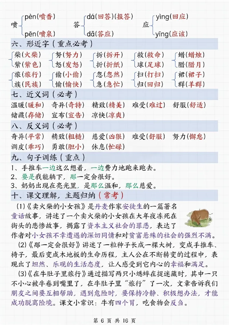 《三年级上册语文期末复习考点单元梳理_纯图版)_3年级上册同步教辅合集_3上-语文_三上语文-核心考点》第6页预览