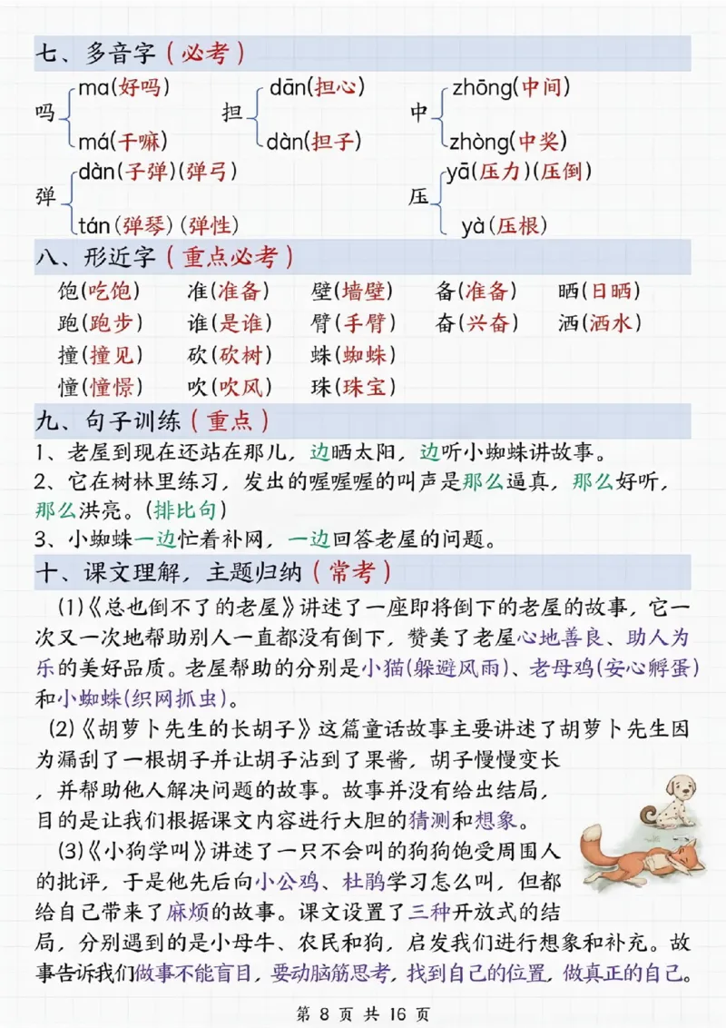 《三年级上册语文期末复习考点单元梳理_纯图版)_3年级上册同步教辅合集_3上-语文_三上语文-核心考点》第8页预览