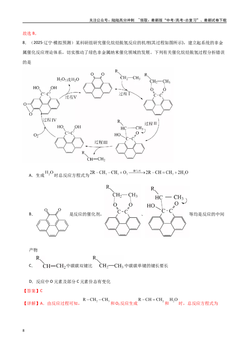 《猜押06化学反应历程、化学反应速率与平衡图像分析（教师版）_05-化学-高考总复习_专项复习_2025年_2025年高考化学抢押秘籍（黑吉辽蒙专用）》第8页预览