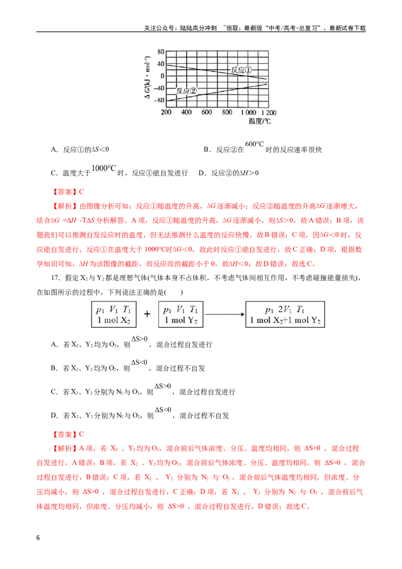 《考点24化学反应的方向(好题冲关)(解析版)_05-化学-高考总复习_一轮复习_2024年_2024年高考化学一轮复习考点帮（全国通用）_考点24化学反应的方向（核心考点精讲精练）（全国通用）》第6页预览