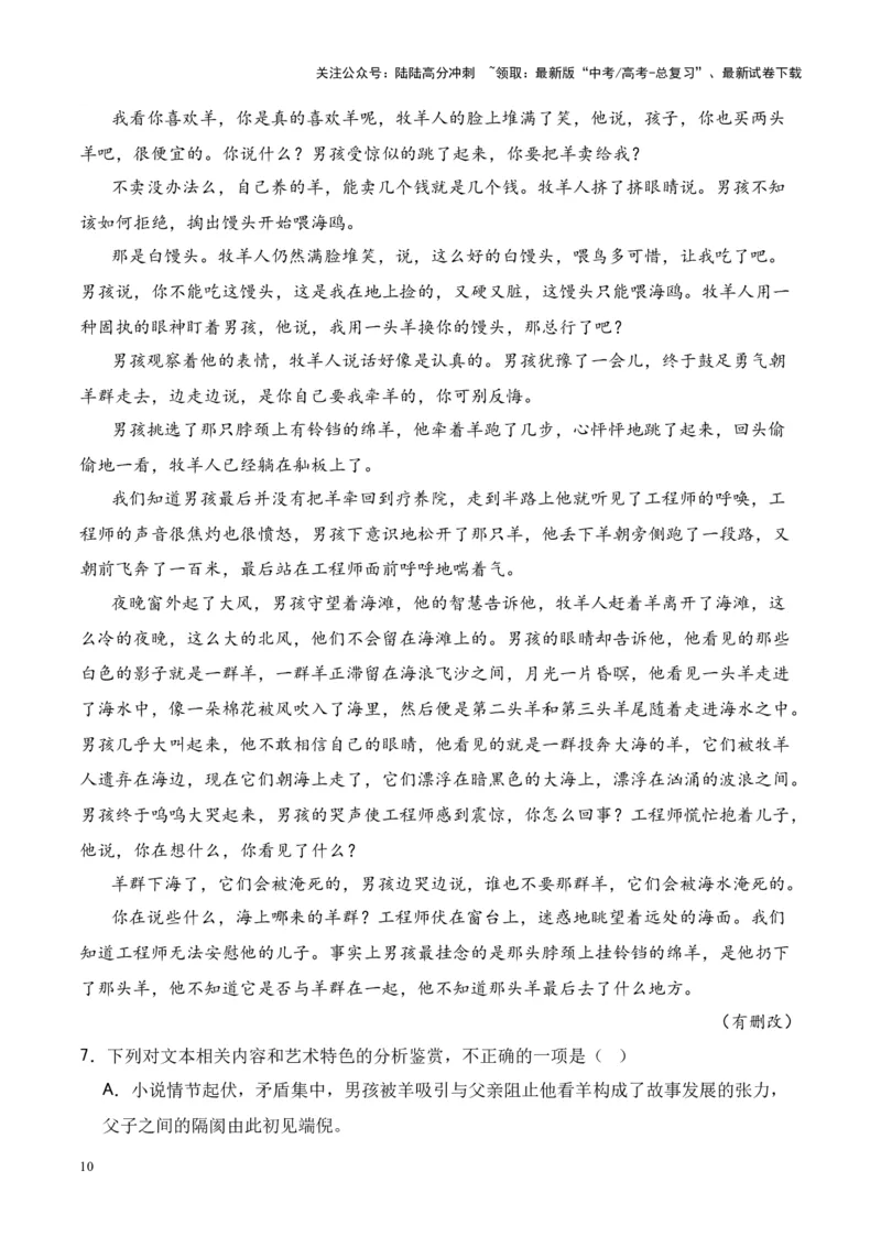 《考点08情节手法：叙述视角（解析版）_一轮复习_2024年_2024年高考语文一轮复习小说题型细化专项训练（全国通用）_资料》第10页预览