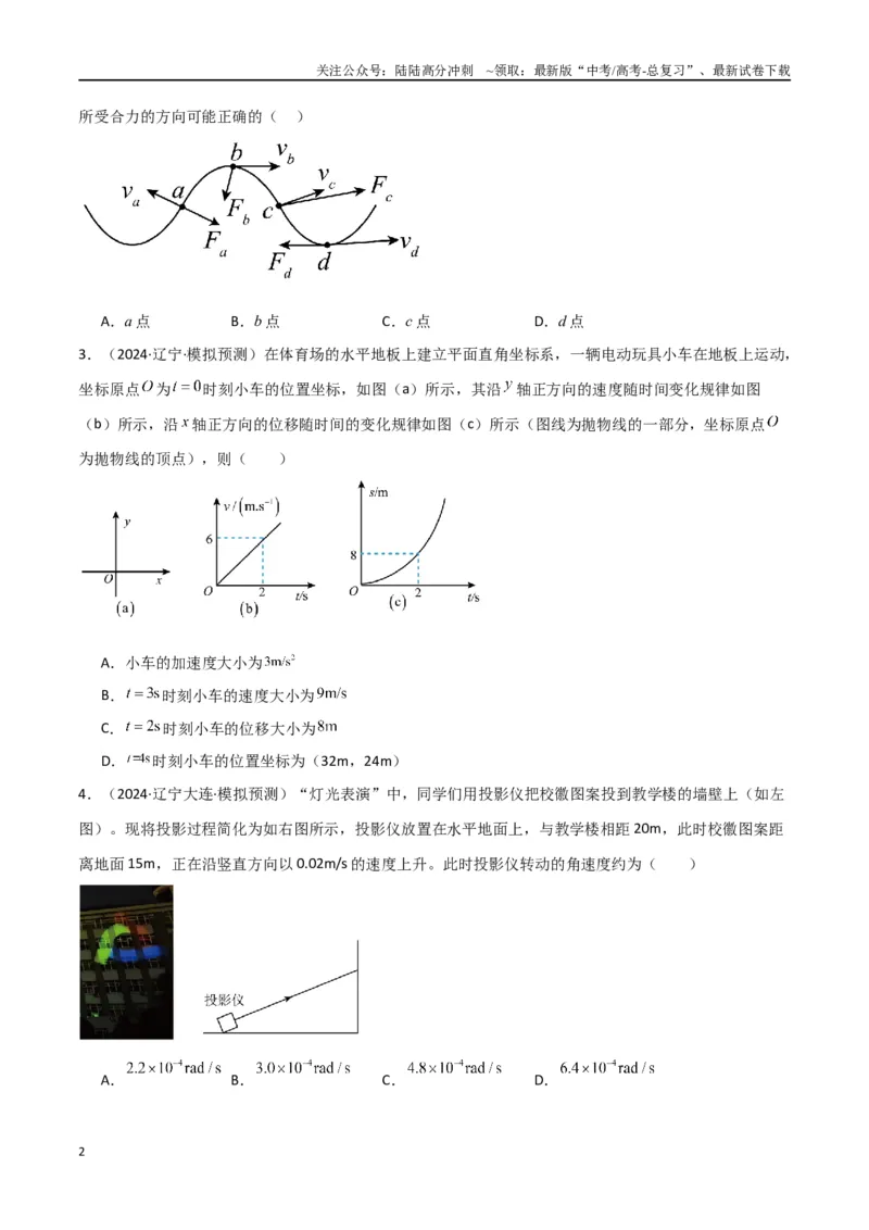 《考点巩固卷05曲线运动的应用和平抛运动的相关推论（学生版）_04-物理-高考总复习_一轮复习_2025年_2025年高考物理一轮复习考点复习卷（新高考通用）》第2页预览