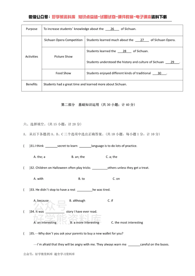 《人教版九年级上册英语第一次月考试卷_初中英语期中卷+期末卷+单元卷+月考卷_初中英语月考试卷_人教版_人教版》第3页预览