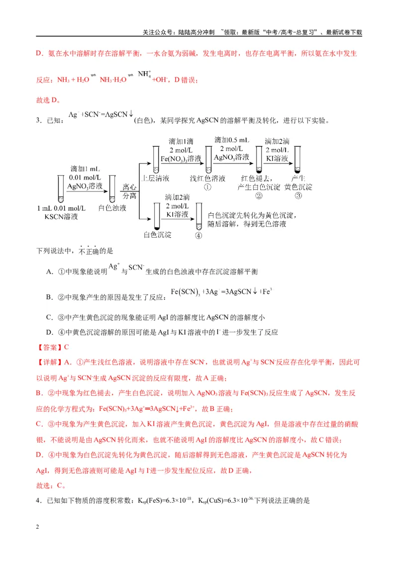 《第31讲难溶电解质的溶解平衡（特训）-（解析版）_05-化学-高考总复习_一轮复习_2024年_2024年高考化学大一轮复习卓越讲义_资料》第2页预览