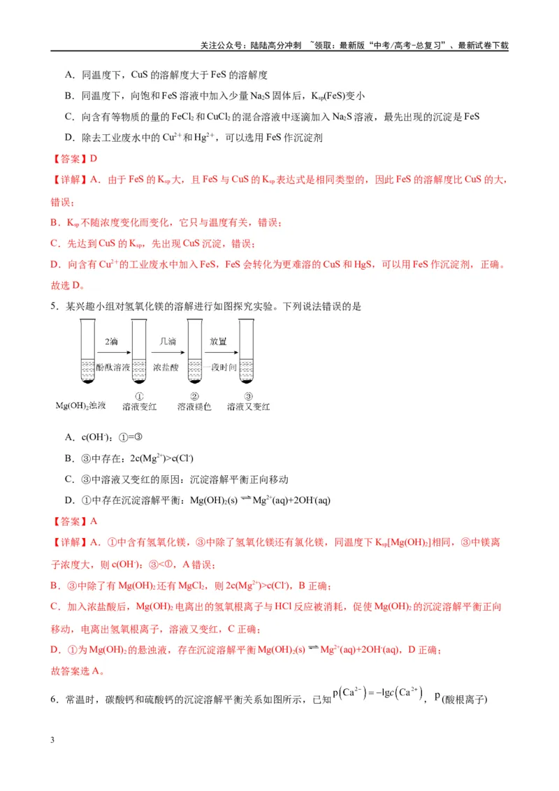 《第31讲难溶电解质的溶解平衡（特训）-（解析版）_05-化学-高考总复习_一轮复习_2024年_2024年高考化学大一轮复习卓越讲义_资料》第3页预览