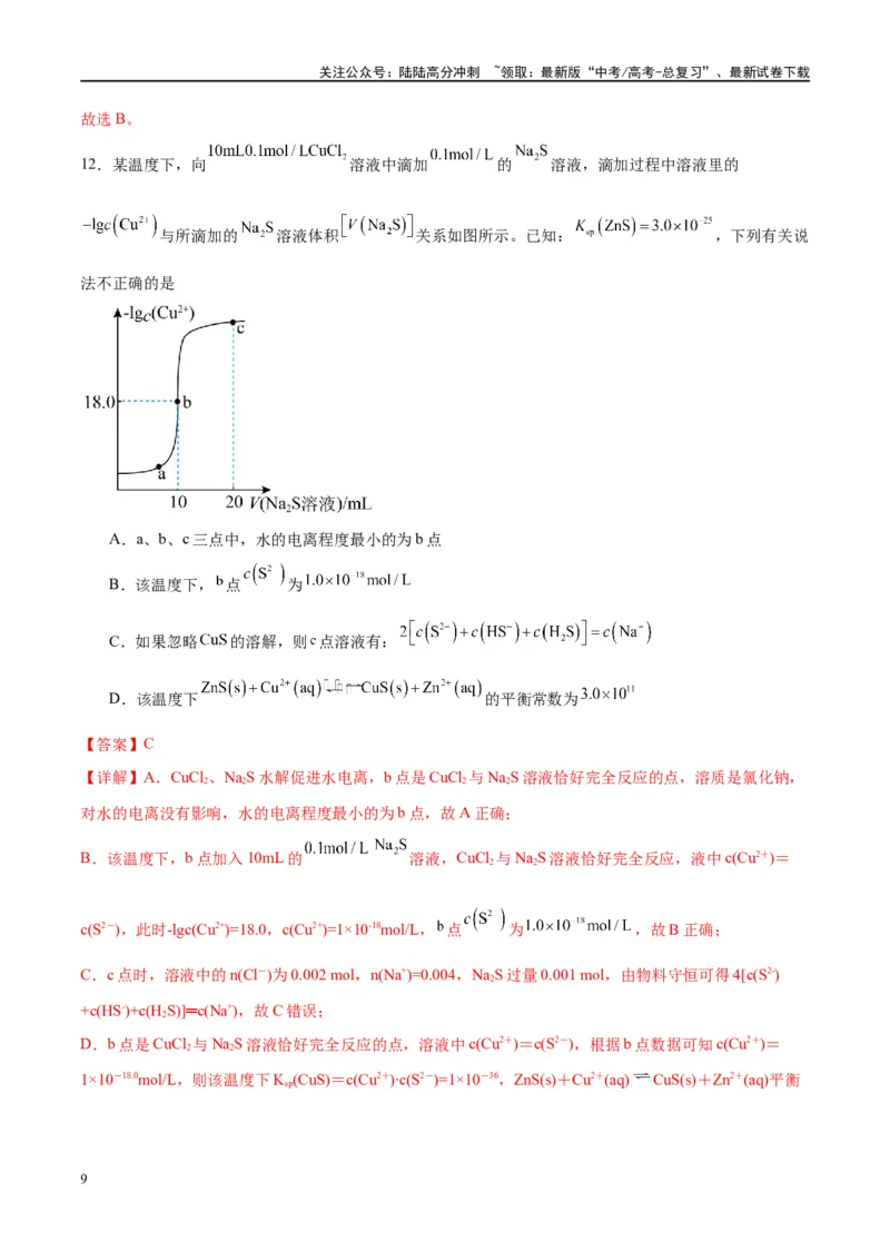 《第31讲难溶电解质的溶解平衡（特训）-（解析版）_05-化学-高考总复习_一轮复习_2024年_2024年高考化学大一轮复习卓越讲义_资料》第9页预览