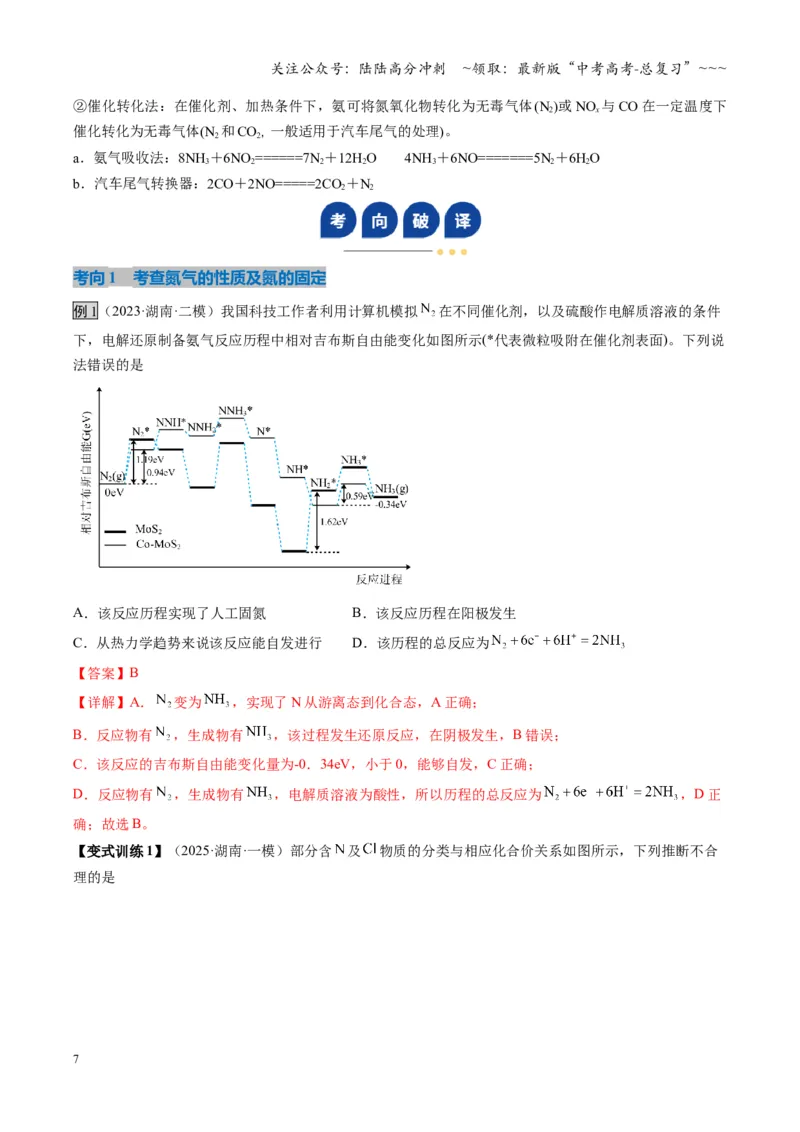 《第03讲氮及其重要化合物（复习讲义）（湖南专用）（教师版）_05-化学-高考总复习_一轮复习_2026年-化学高考一轮复习_2026年高考化学一轮课件+讲义+练习（湖南专用）-G331》第7页预览