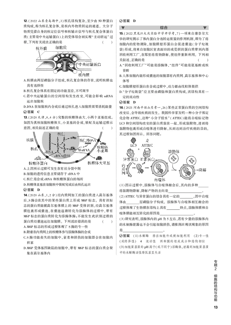 《1_专题2　细胞的结构与功能(PDF版）_2023版教学资源包_2023版新高考新教材版选考总复习生物5·3B版_2_专题二细胞的结构与功能_4_专题电子书》第4页预览