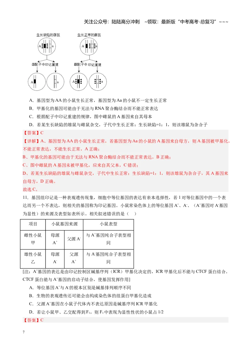 《第23讲基因与性状的关系（专项训练）（福建专用）（教师版）_06-生物-高考总复习_一轮复习_2026年-生物高考一轮复习_2026年高考生物一轮课件+讲义+练习（福建专用）-G328》第7页预览