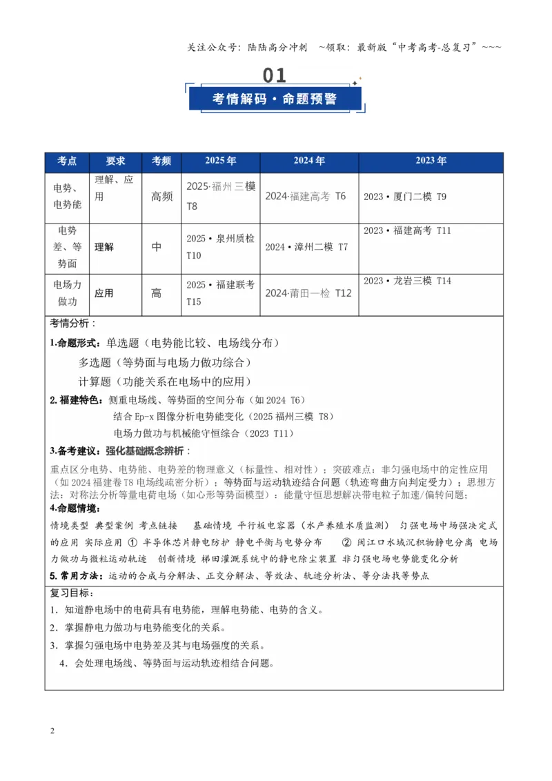《第31讲静电场中能的性质（复习讲义）（福建专版）（教师版）_04-物理-高考总复习_一轮复习_2026年-物理高考一轮复习_2026年高考物理一轮课件+讲义+练习（福建专用）-G328》第2页预览