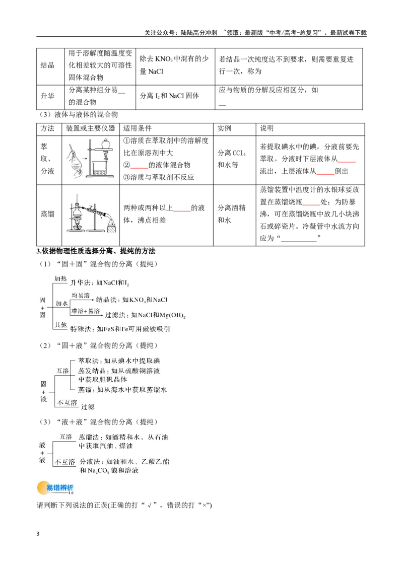 《考点41物质的分离、提纯与鉴别（核心考点精讲精练）-（新高考通用）（学生版）_05-化学-高考总复习_一轮复习_2025年_2025年高考化学一轮复习考点精讲精练（新高考通用）》第3页预览