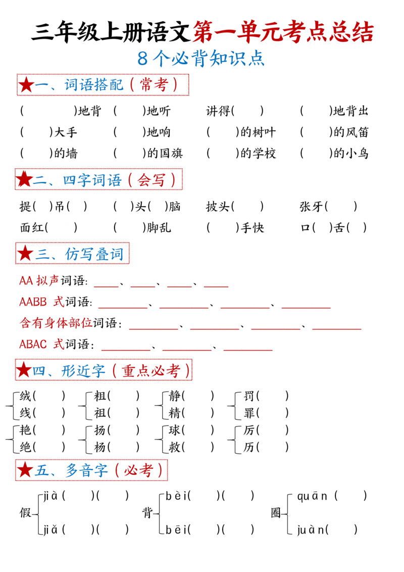 《三上英语１-8单元考点总结(2)_3年级上册同步教辅合集_3上-英语_三上英语-通用》第1页预览
