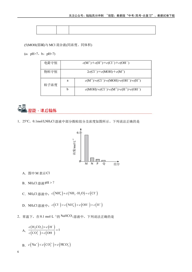 《考点50水溶液中微粒浓度的大小比较（学生版）（新教材新高考）_05-化学-高考总复习_一轮复习_2025年_2025年高考化学一轮·考点讲义练习复习讲义（新教材新高考）_资料》第6页预览