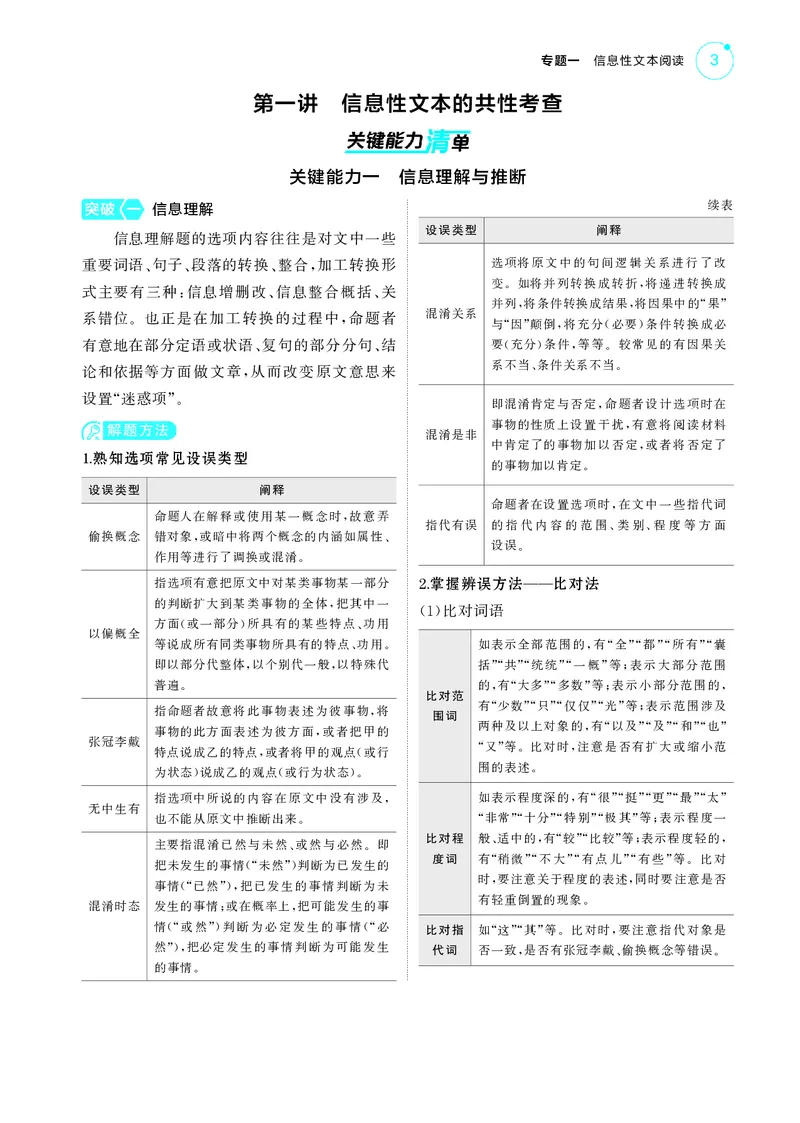 《1_1专题一　信息性文本阅读_2025版教学资源包_（总复习系列）2025版《5年高考3年模拟》新高考版A版（⭐全科）_2025版.新高考版.高考总复习.语文.5·3A版_第一部分图书电子教参_讲练册》第3页预览