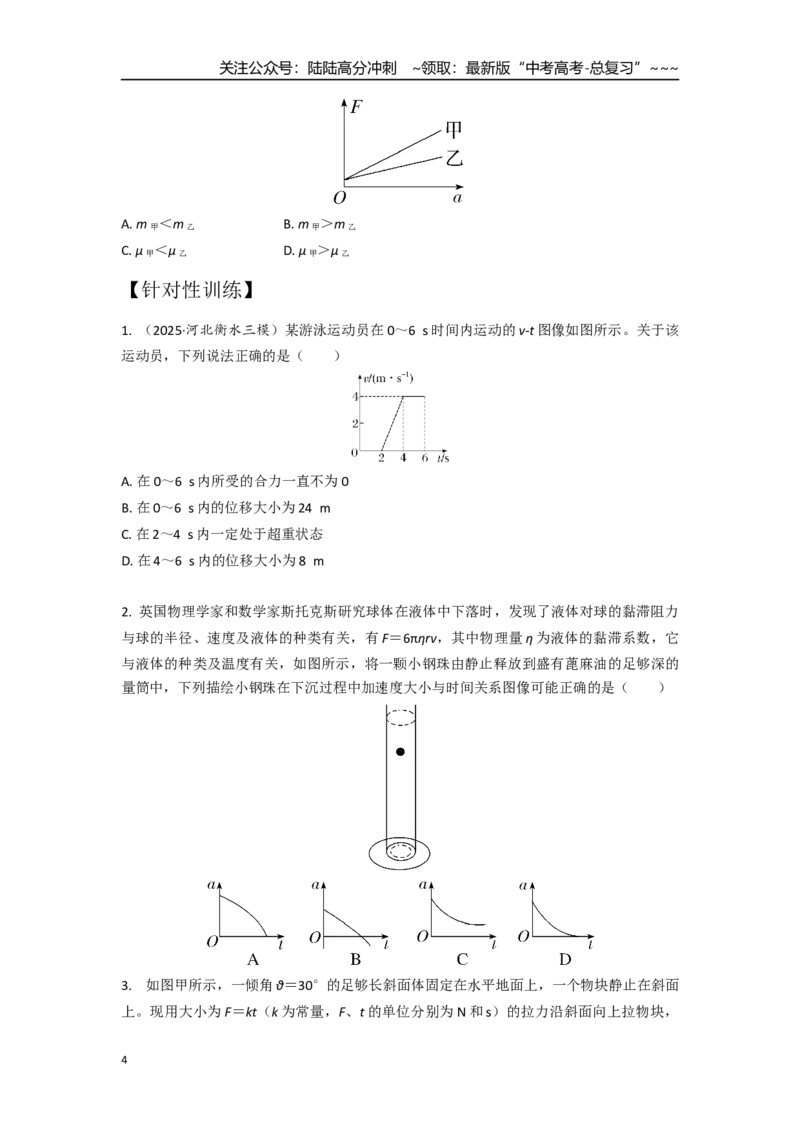 《考点15动力学中的图像问题（学生版）_04-物理-高考总复习_一轮复习_2026年-物理高考一轮复习_2026年高考物理一轮复习重点考点解读与针对性精讲练-G449_资料_2026版》第4页预览