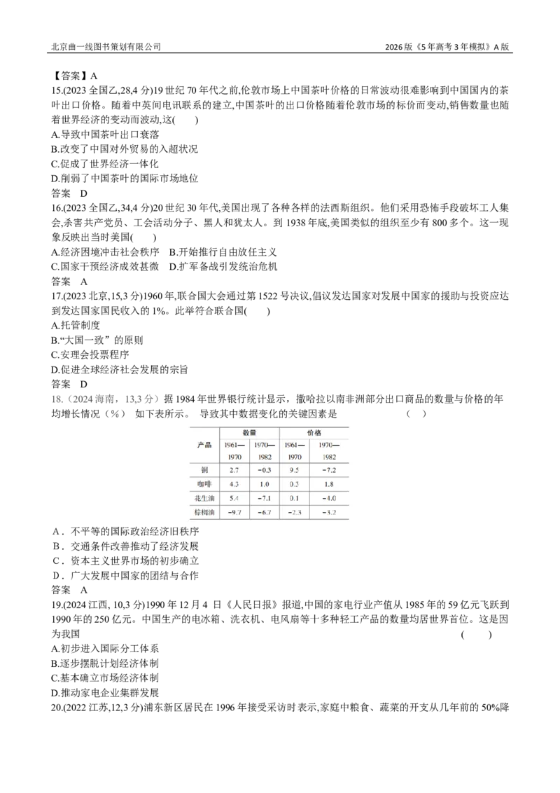 《19_第十九单元商业贸易与日常生活村落、城镇与居住环境_2026版教学资源包_202653高考总复习A版_广东版_2026版.广东版.选考总复习.历史.5·3A版_三、十年高考真题分类（Word）_1_资源拓展》第4页预览