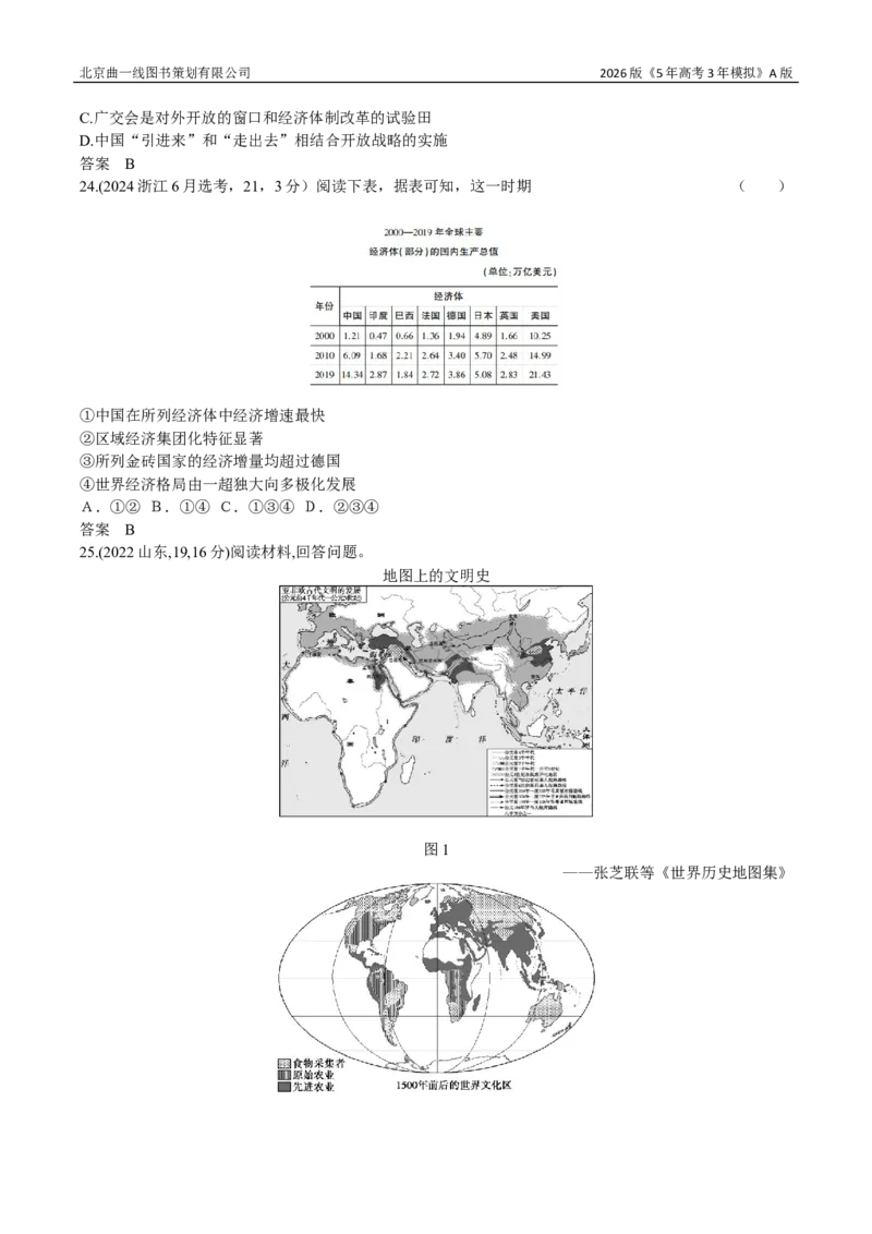 《19_第十九单元商业贸易与日常生活村落、城镇与居住环境_2026版教学资源包_202653高考总复习A版_广东版_2026版.广东版.选考总复习.历史.5·3A版_三、十年高考真题分类（Word）_1_资源拓展》第6页预览