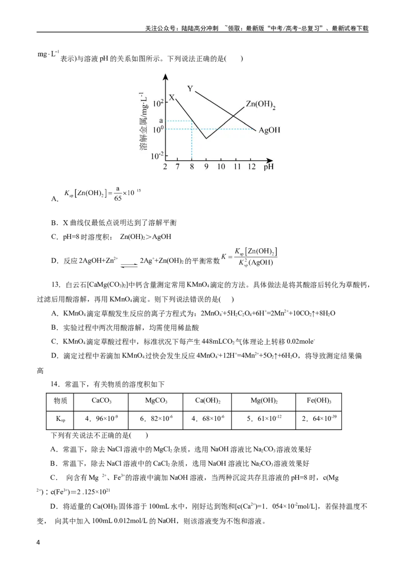 《考点27水的电离与溶液的pH(好题冲关)(原卷版)_05-化学-高考总复习_一轮复习_2024年_2024年高考化学一轮复习考点帮（全国通用）》第4页预览