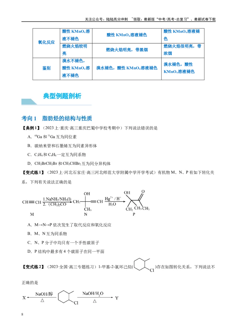 《第39讲烃和卤代烃（讲义）-（原卷版）_05-化学-高考总复习_一轮复习_2024年_2024年高考化学大一轮复习卓越讲义_资料》第8页预览