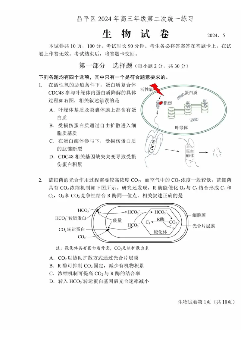 《1_2024北京市昌平二模（试卷+答案）_2025版教学资源包_（总复习系列）2025版《5年高考3年模拟》新高考版B版（⭐全科）_2025版.新高考新教材版.选考总复习.生物.5·3B版_1_资源拓展》第1页预览